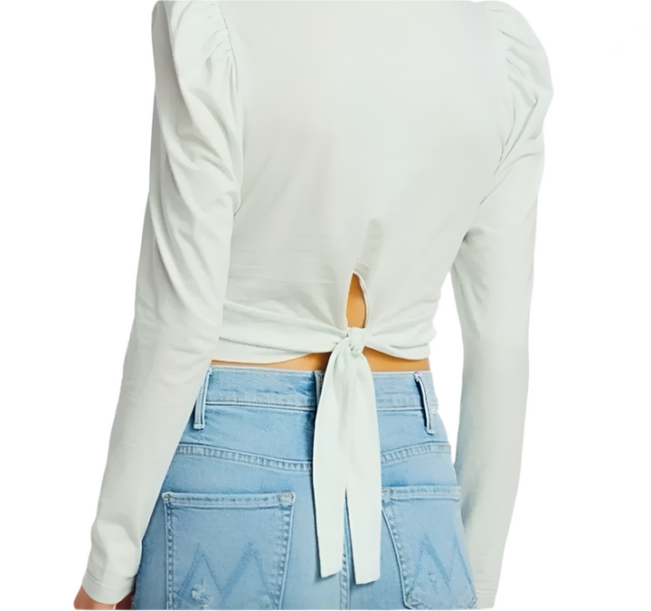 A.L.C. Mandy Twisted Long-Sleeve Crop Tee, Mint - XS