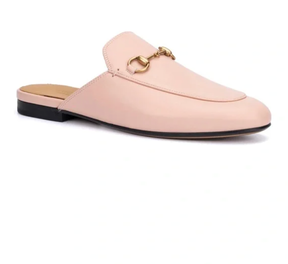 GUCCI PRINCETOWN HORSEBIT LEATHER MULE IN PRETTY PINK FLAT SHOES- 38