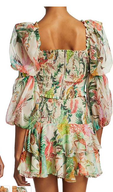Pat Bo Oasis Shirred Ruffle Skirt- S