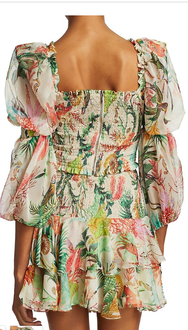 Pat Bo Oasis Shirred Ruffle Skirt- S
