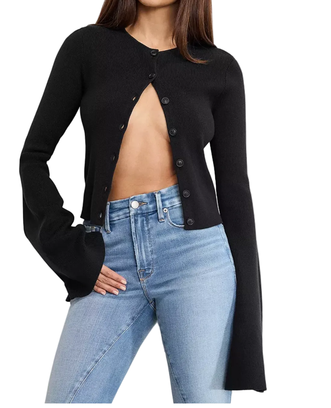 Good American Bell Sleeve Knit Cardigan- XS