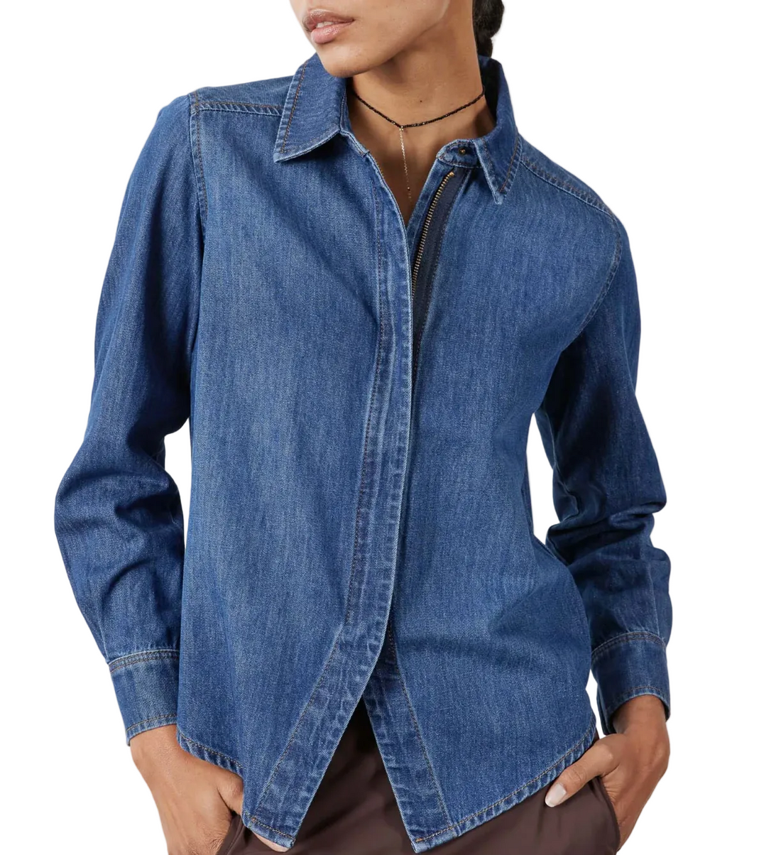 Ruti Denim Handkerchief With Zipper Blouse - 8