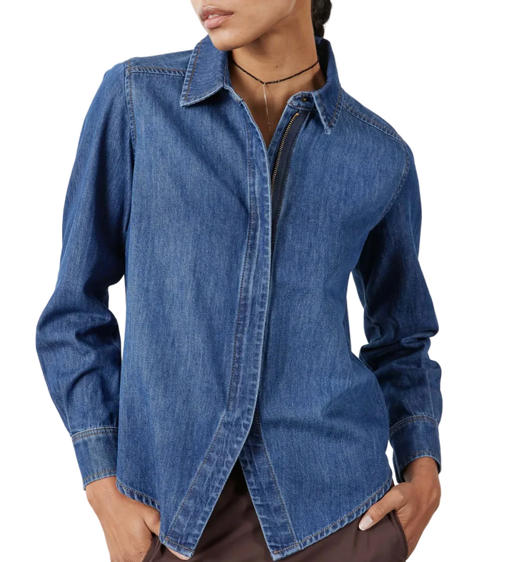 Ruti Denim Handkerchief With Zipper Blouse - 8
