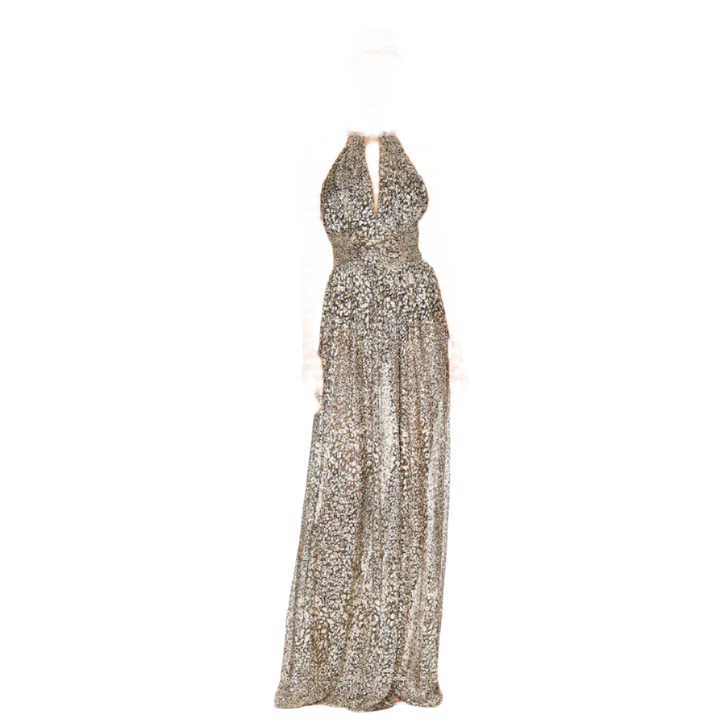 Patbo Metallic Leopard Keyhole Maxi Dress- 0