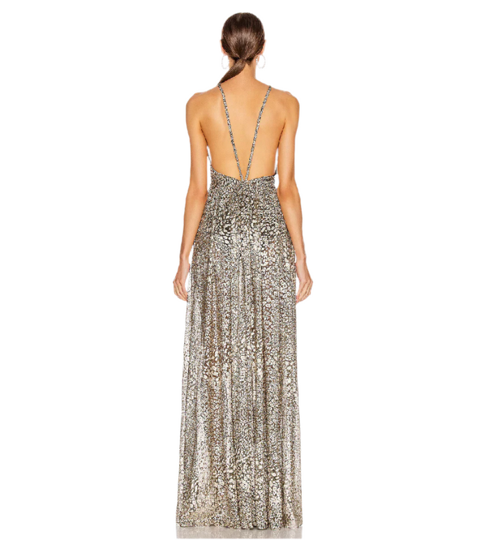 Patbo Metallic Leopard Keyhole Maxi Dress- 0