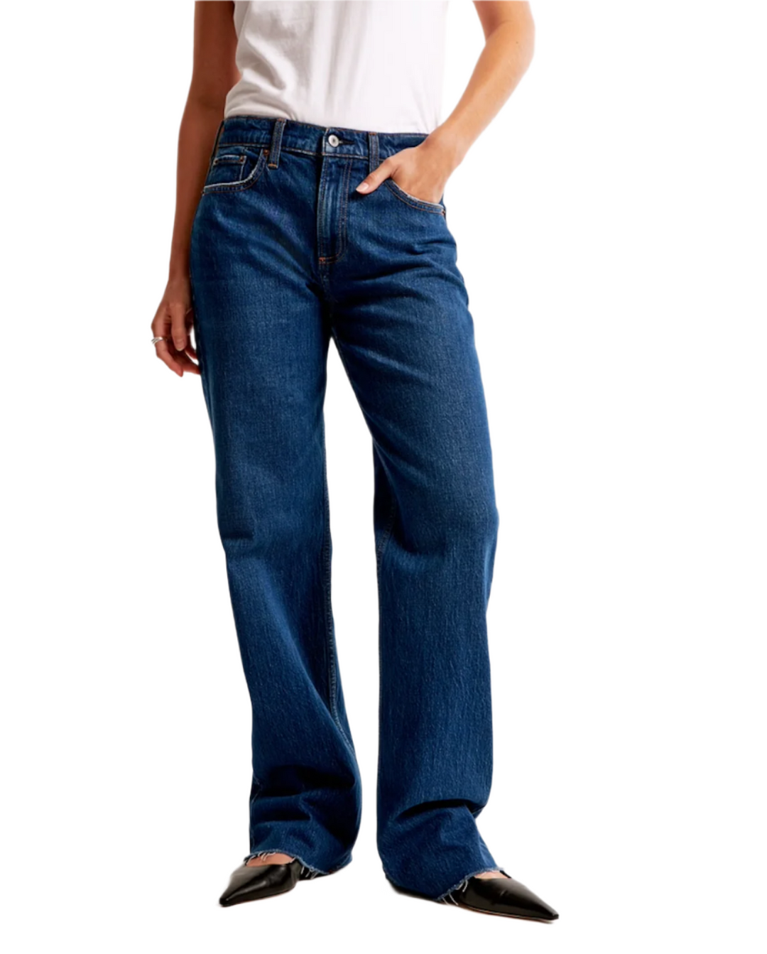 Abercrombie The Baggy Low Rise Jean Dark with Raw Hem- 26/2L