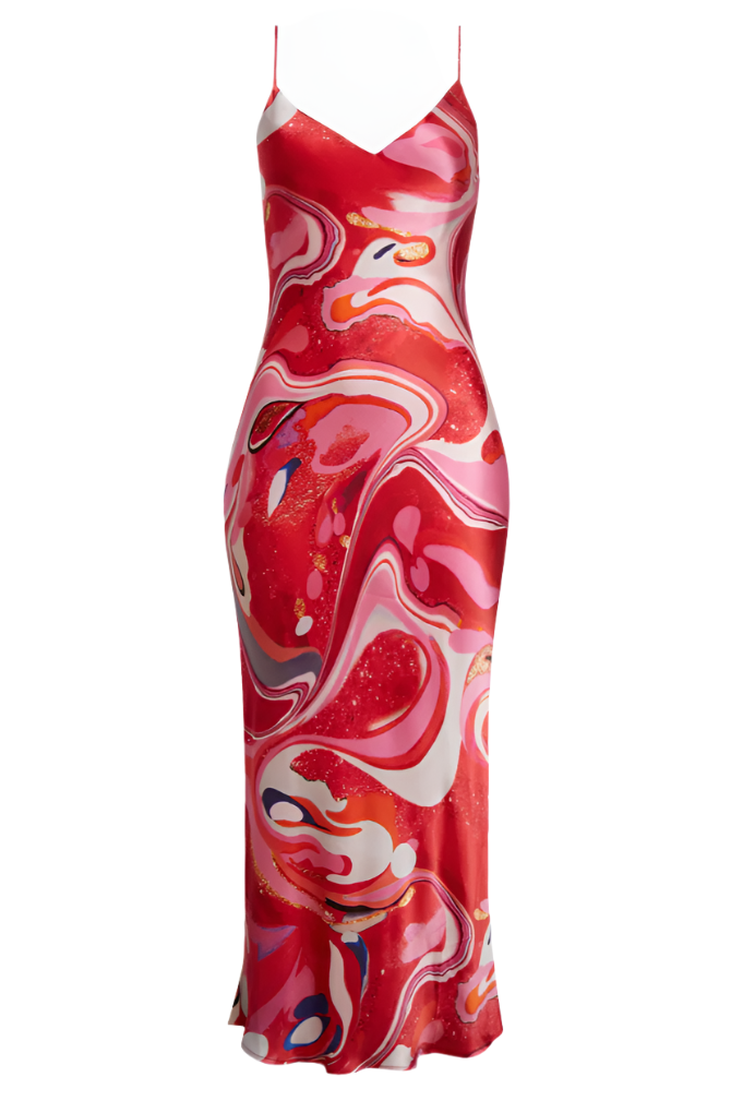 L'Agence Serdie Silk Midi Tie Dye Swirl Slipdress - 2