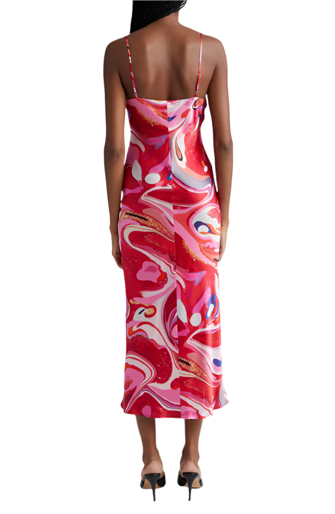 L'Agence Serdie Silk Midi Tie Dye Swirl Slipdress - 2