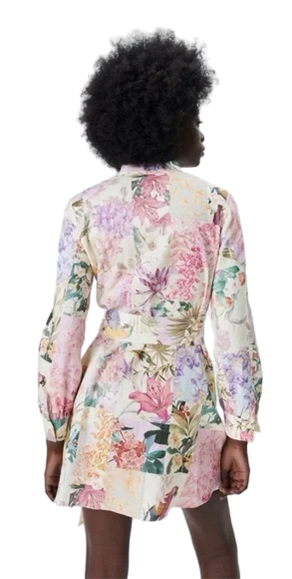 Zara Floral Blend Linen Dress - S