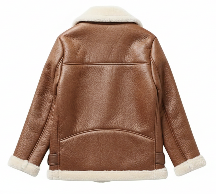 Aviator Leather Jacket Coat Bomber- S