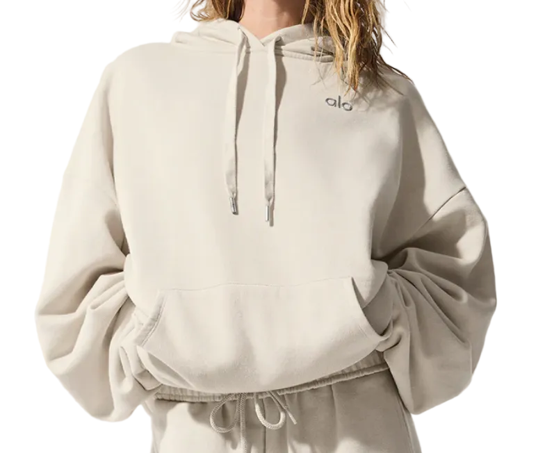 Alo Accolade Full Zip Hoodie Oat Milk S/M