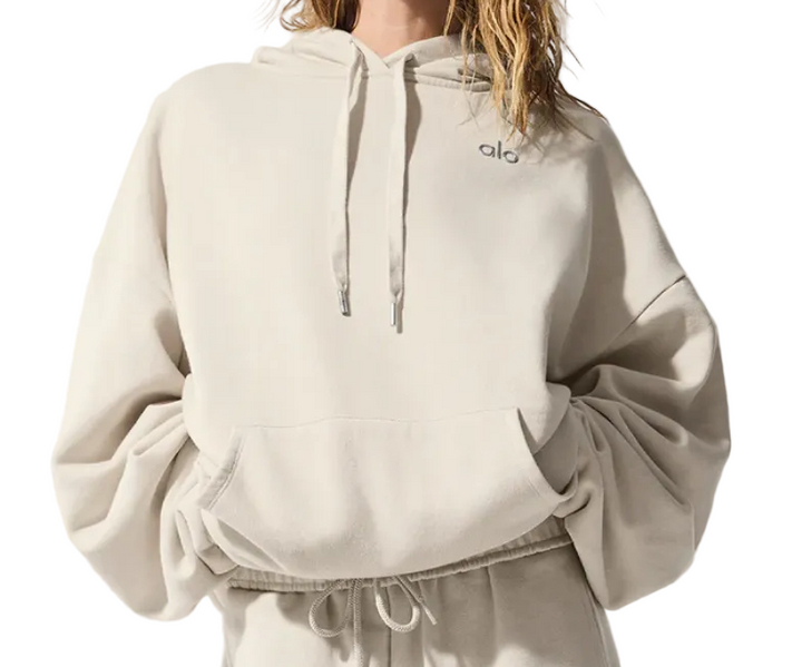 Alo Accolade Full Zip Hoodie Oat Milk S/M