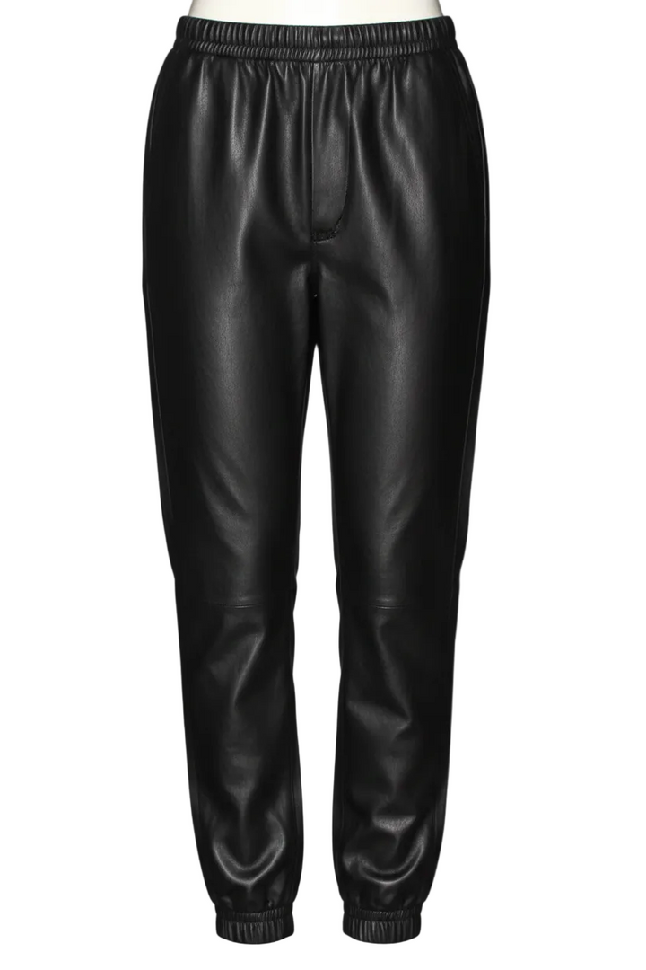 VINCE Black Leather Pull-On Elastic Waist Jogger-  M