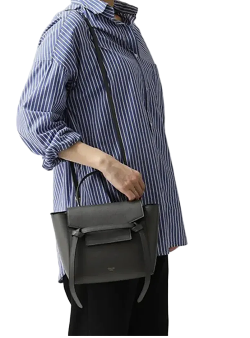 CELINE Grey Smooth Leather Mini Belt Bag