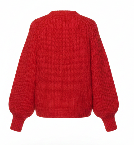 La Maille Sezane Red Emile Cardigan- S