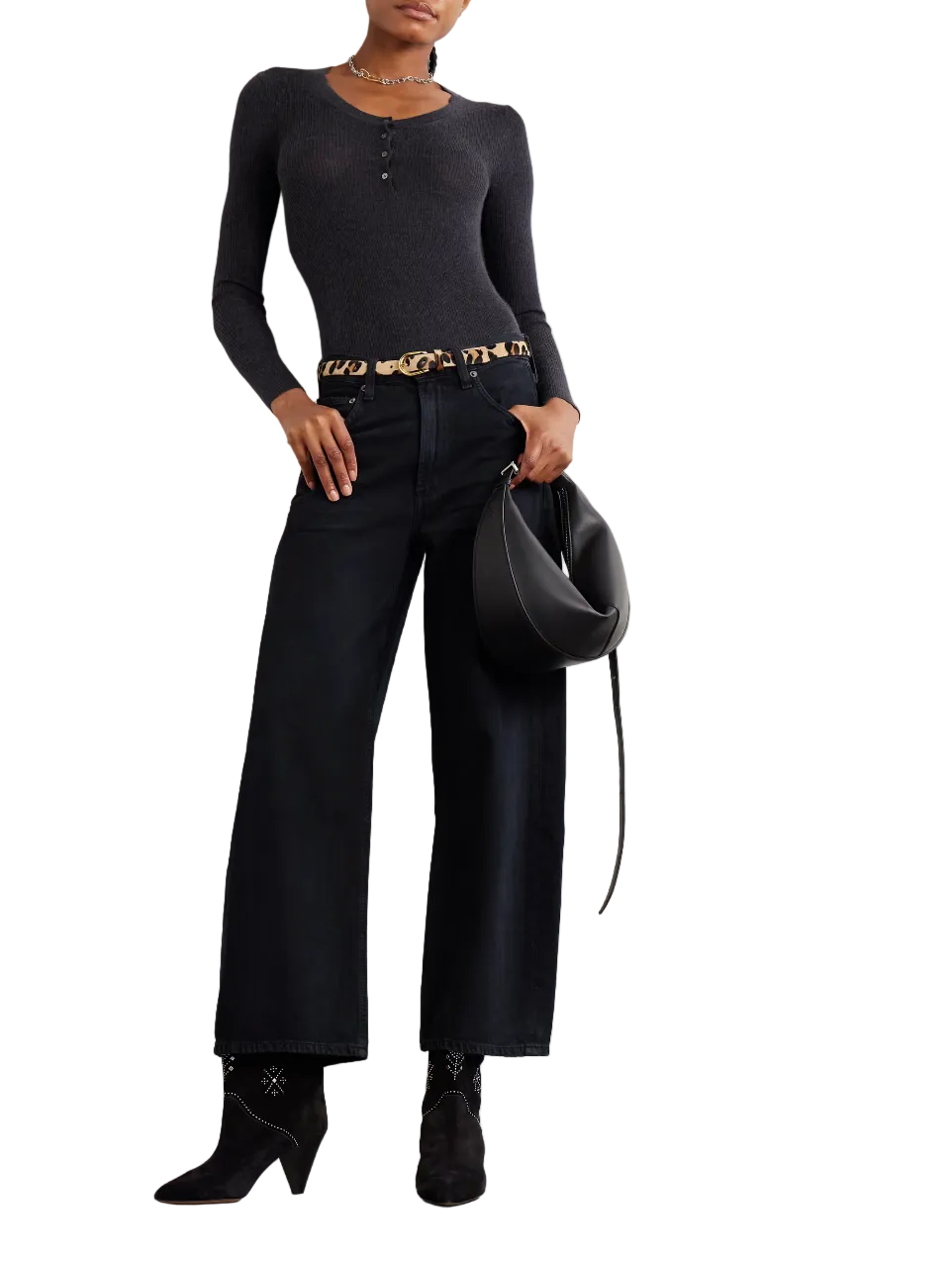 Isabel Marant Étoile Idite Ribbed Cashmere and Silk-Blend Henley Top - 42