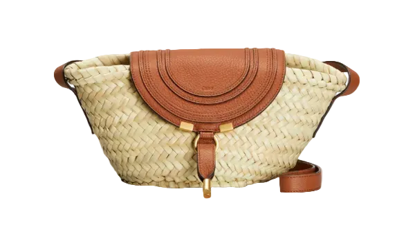 Chloe Marcie Flap Raffia Crossbody Bag