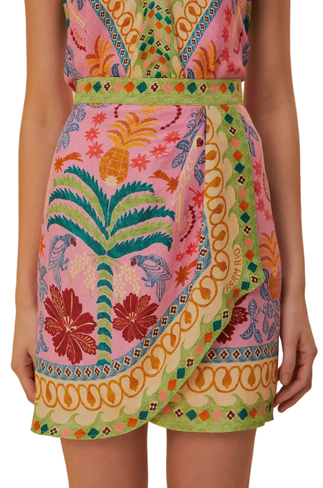 Farm Rio Fruits Queen Scarf Mini Skirt - XS