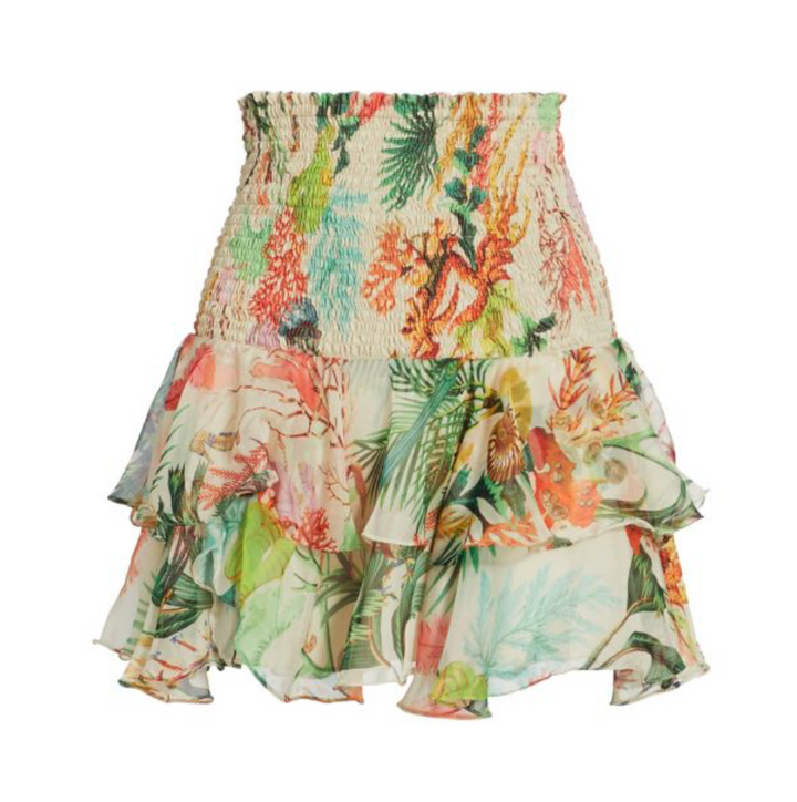 Pat Bo Oasis Shirred Ruffle Skirt- S