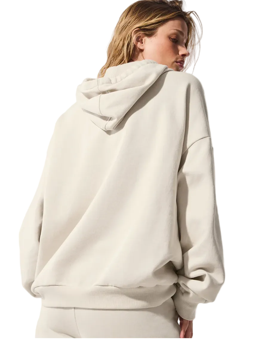Alo Accolade Full Zip Hoodie Oat Milk S/M