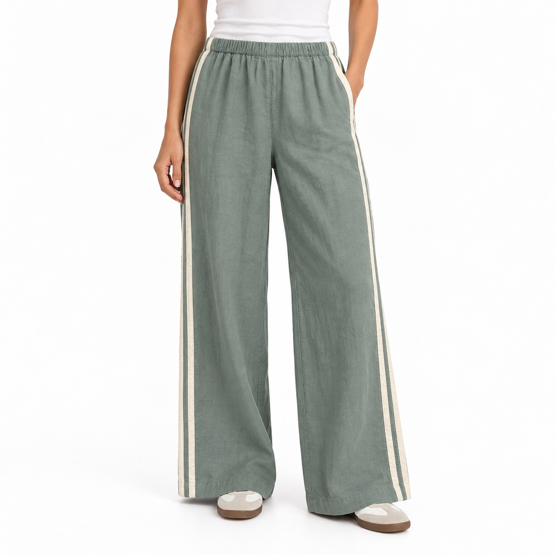 DONNI. Linen Crop Stripe Pant - M