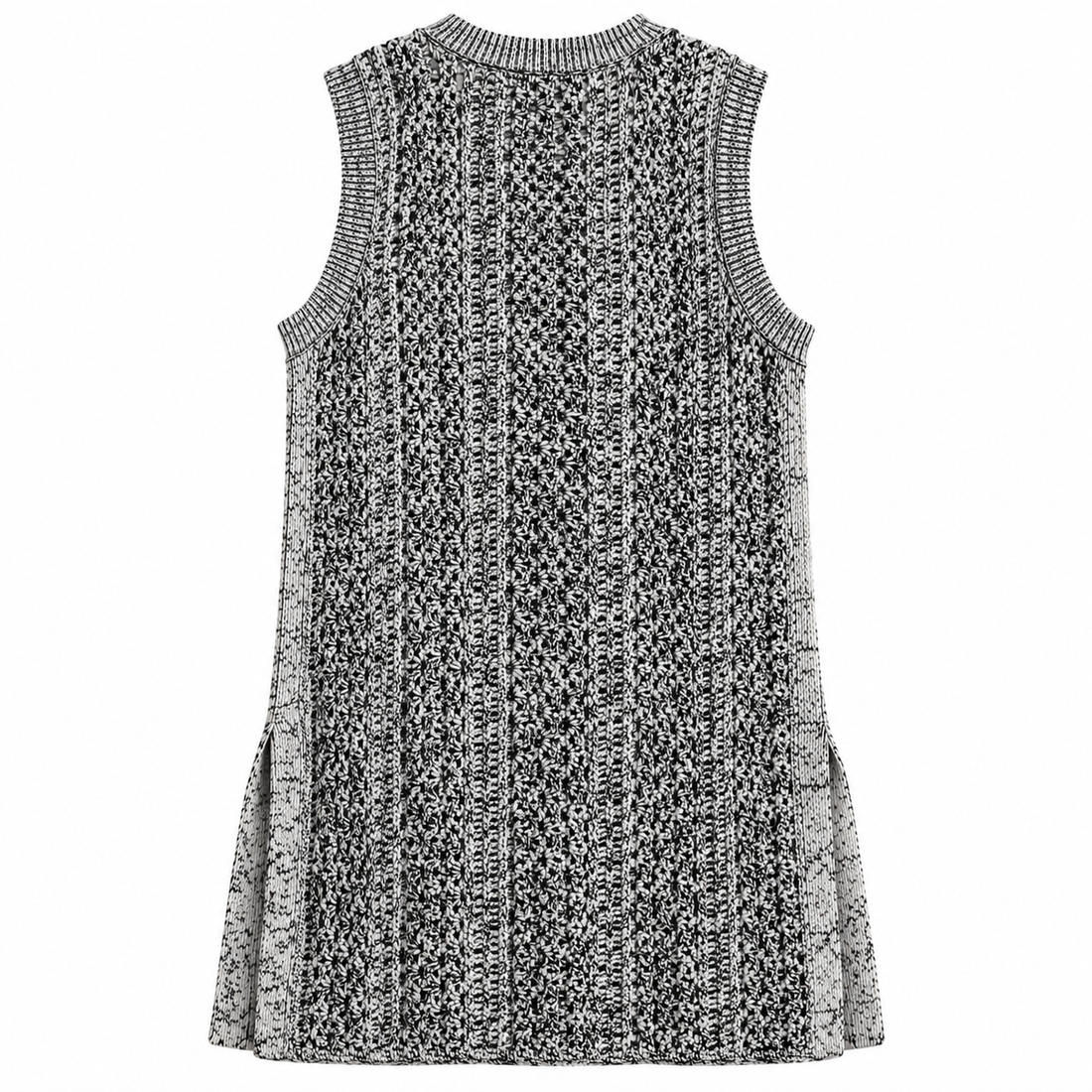 Theory Meenaly Iras Open-Knit Sleeveless Dress, Black & White - P