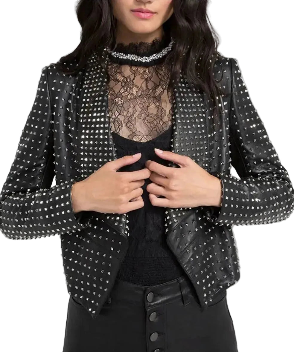 Alicia + Olivia Leather Studded Jacket - XS