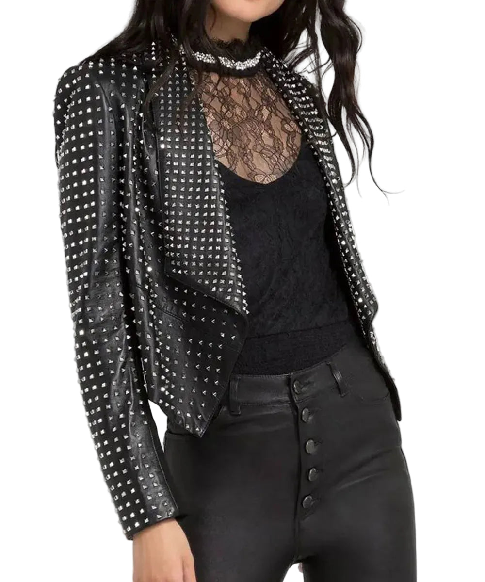 Alicia + Olivia Leather Studded Jacket - XS