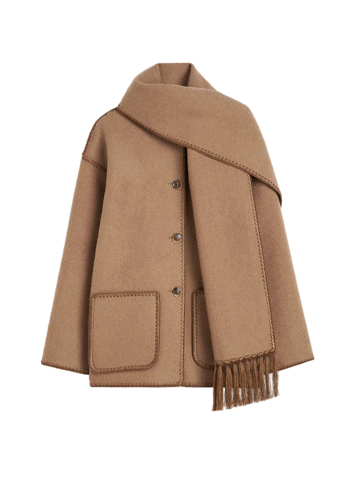Totême Buttoned Whipstitch-Trim Scarf Jacket - 36