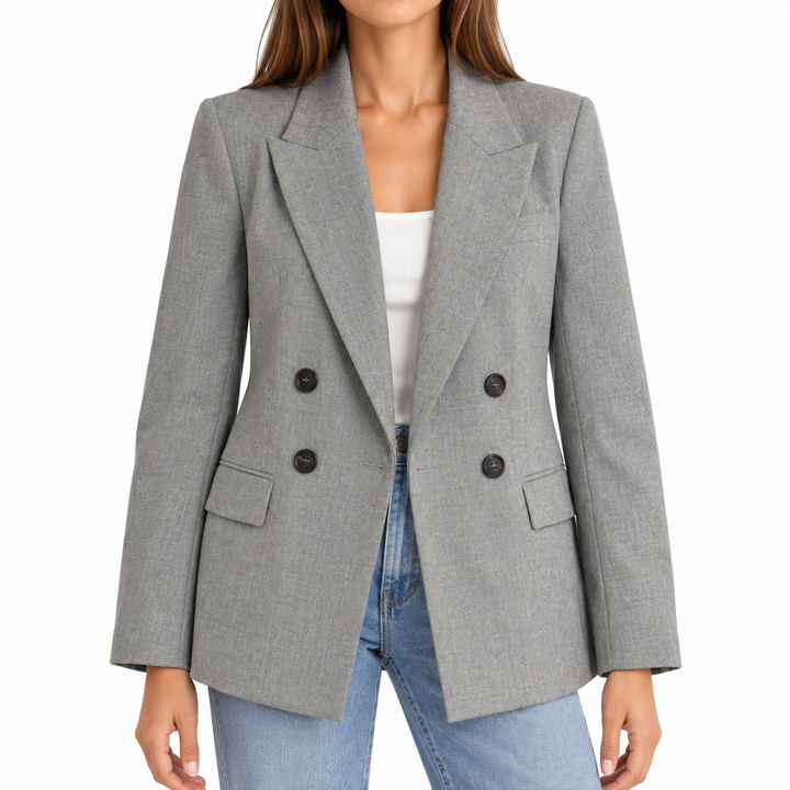 Peserico Easy Gray Double-Breasted Blazer - IT 42