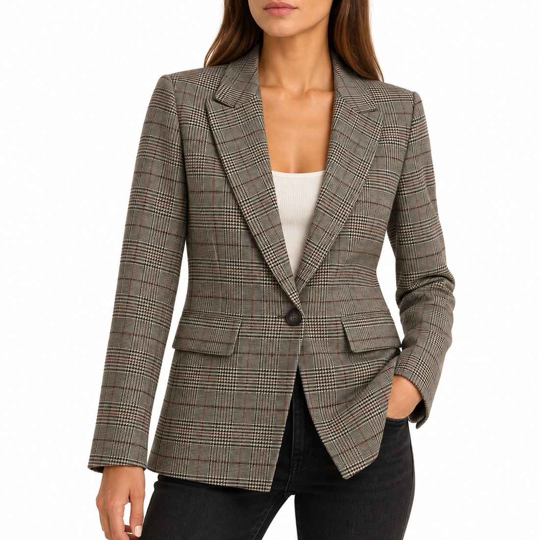 Blue Revival Glen Plaid Single-Button Blazer - XS