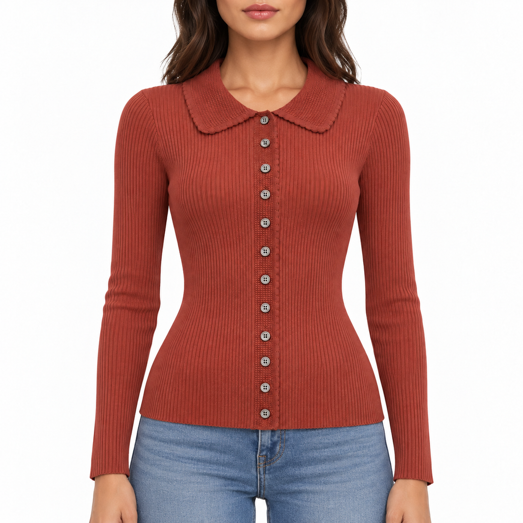 ASTR The Label Keren Collared Ribbed Knit Cardigan - M