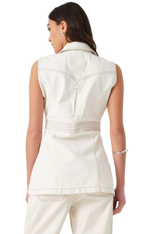 Seventy + Mochi Ani Denim Vest in Ecru - XS