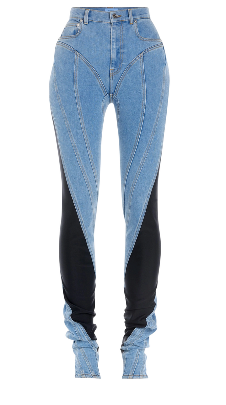 Mugler Blue and Black Spiral Jeans - 38