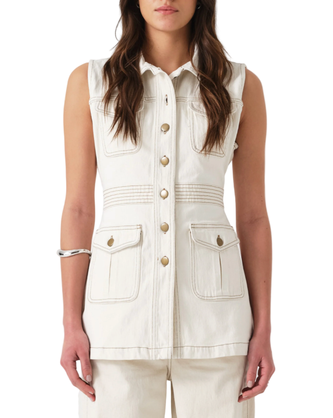 Seventy + Mochi Ani Denim Vest in Ecru - XS