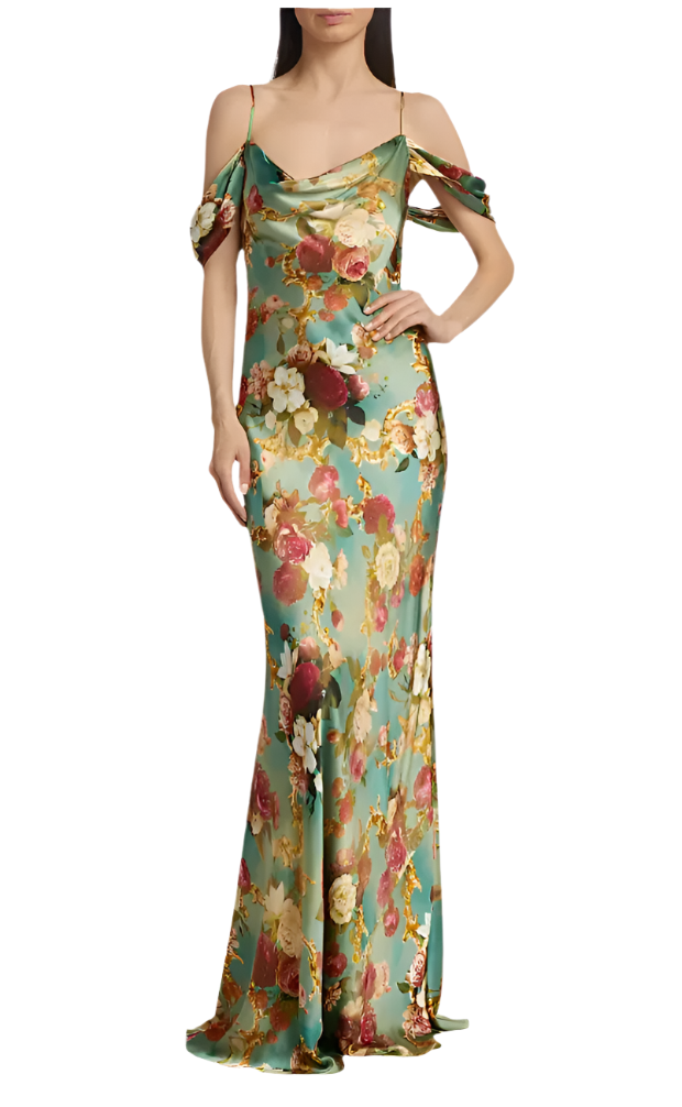 L'Agence Kenna Floral Silk Off-the-Shoulder Gown - 2