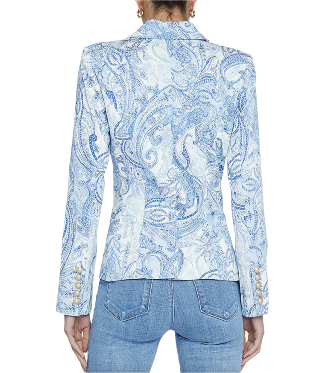 L'Agence Marie Double-Breasted Paisley Cotton Blazer - 2