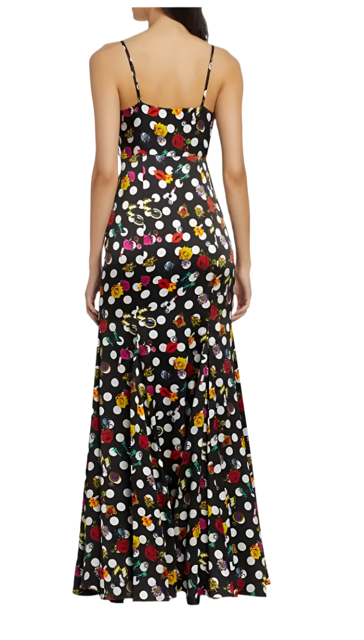 L'Agence Zanna Lace Trim Gown Black Multi Crystal Dot - 2