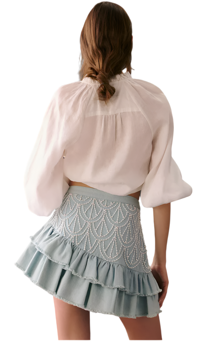 Love Shack Fancy Ayana Tiered Skirt - 2