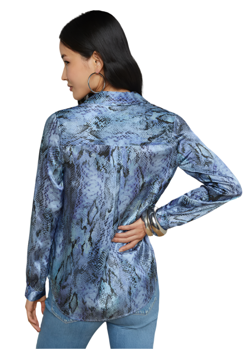 L'Agence Tyler Silk Blouse Blue Snake - XS