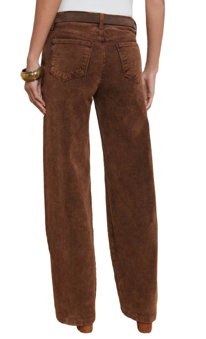 L'Agence Scottie Corduroy Wide-Leg Jean Saddle Brown - 25