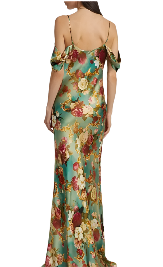 L'Agence Kenna Floral Silk Off-the-Shoulder Gown - 2