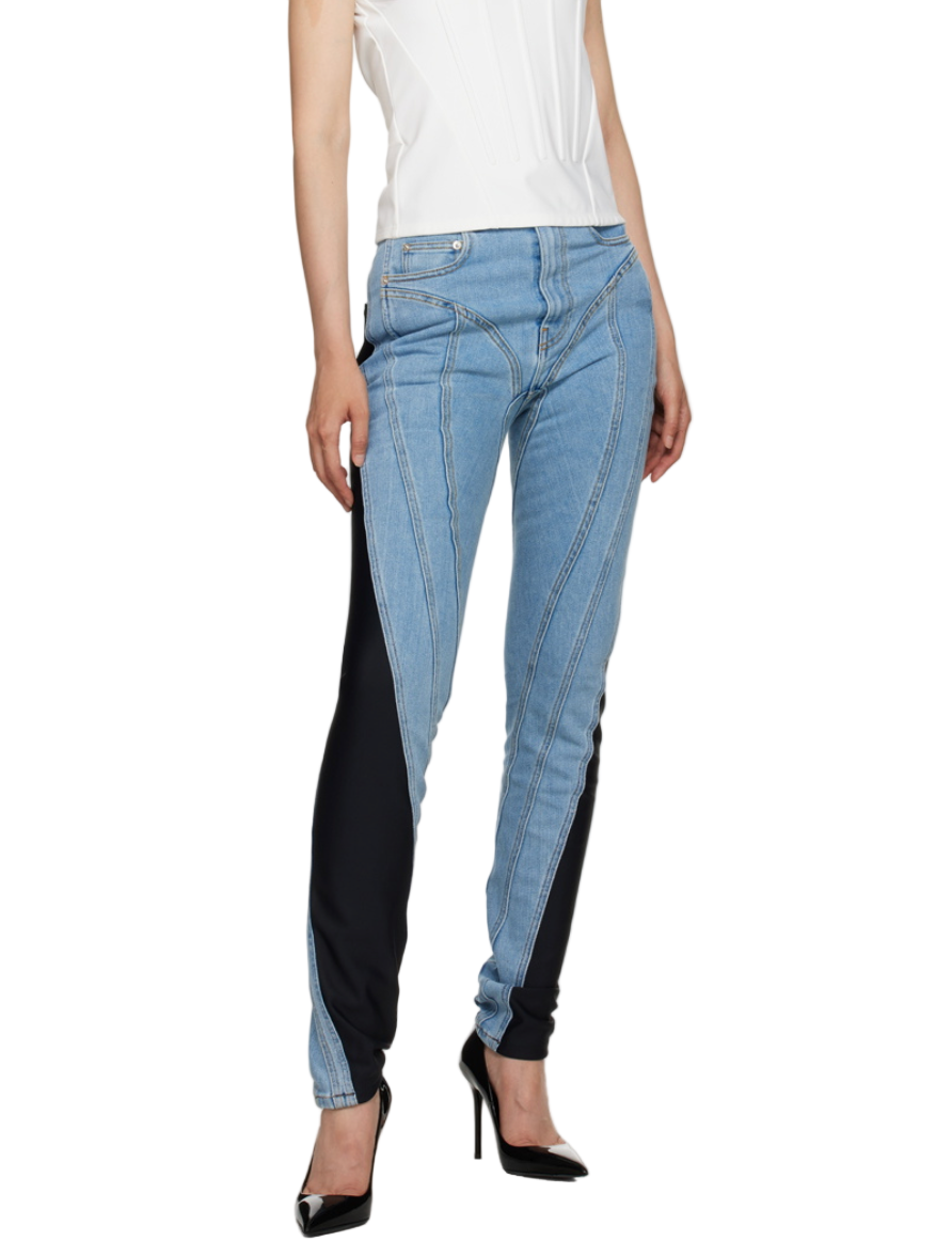 Mugler Blue and Black Spiral Jeans - 38