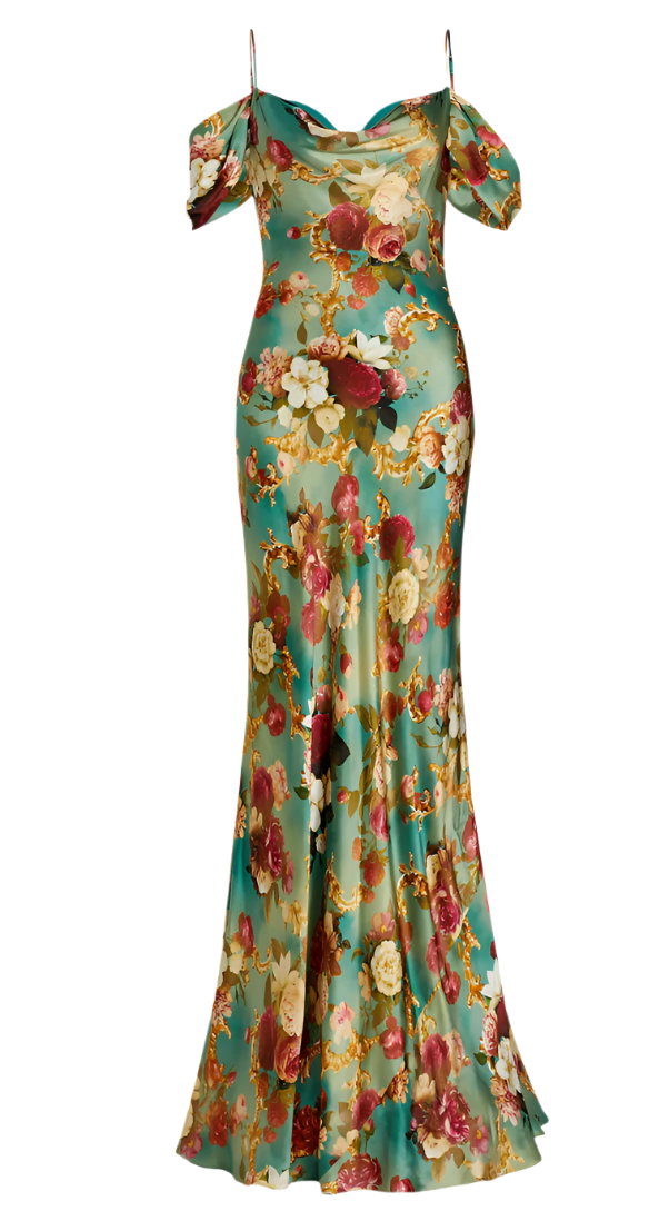 L'Agence Kenna Floral Silk Off-the-Shoulder Gown - 2