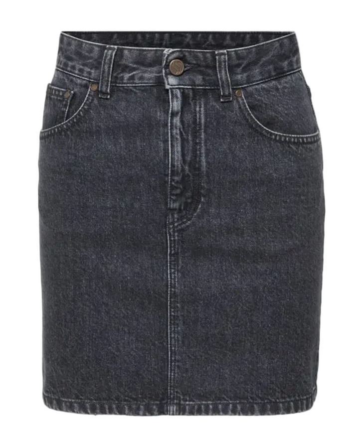 Stella McCartney Washed Black A Line Denim Mini Skirt - 36