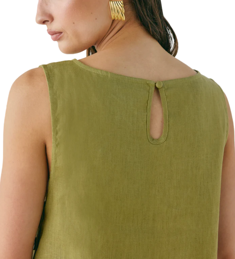 Vrg Girl Annabelle Linen Mini Dress Olive - 6
