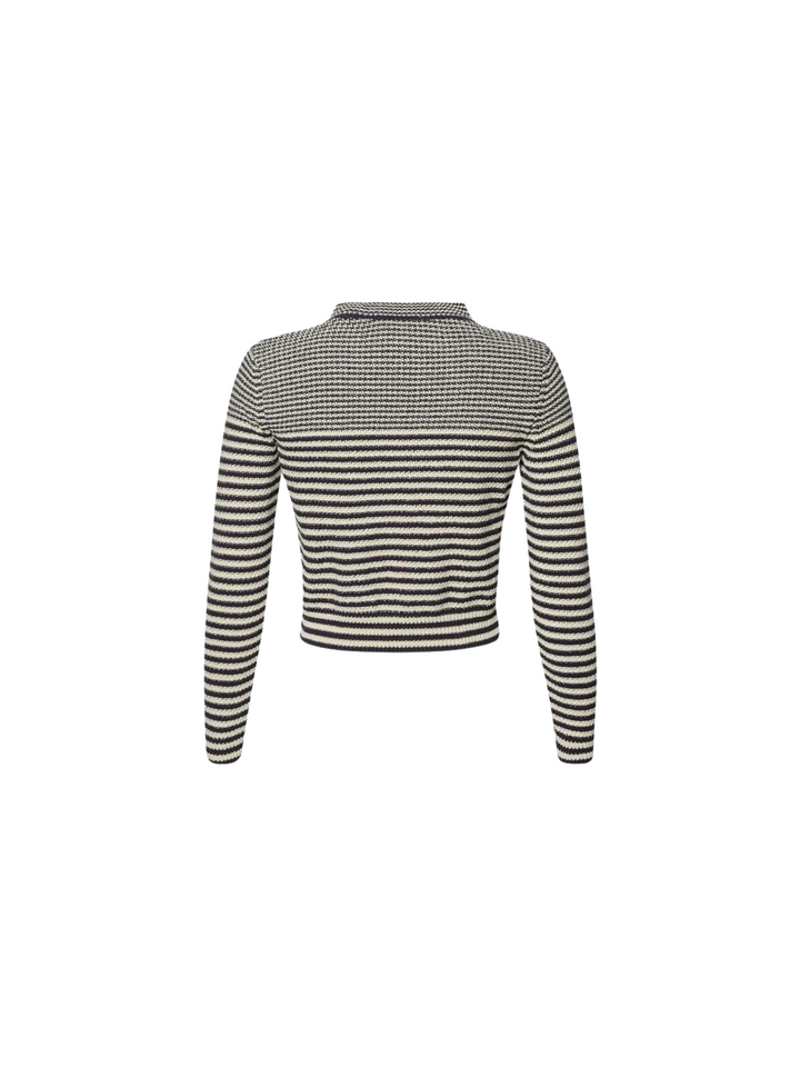 Frame Compact Stripe Cardigan Sweater- Size Medium