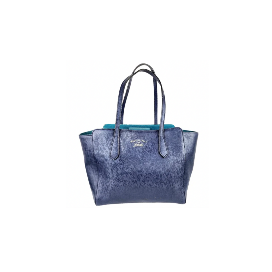 Gucci- Swing Navy Blue Leather Small Tote