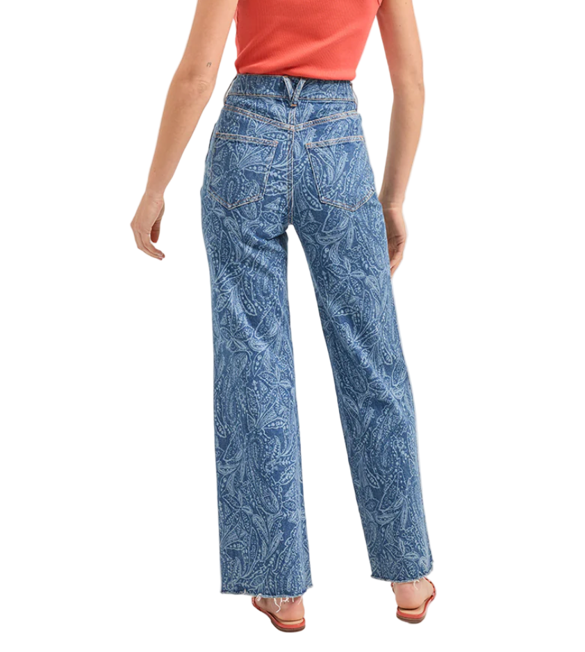 Veronica Beard Taylor Paisley Printed Wide-Leg Jean - 25
