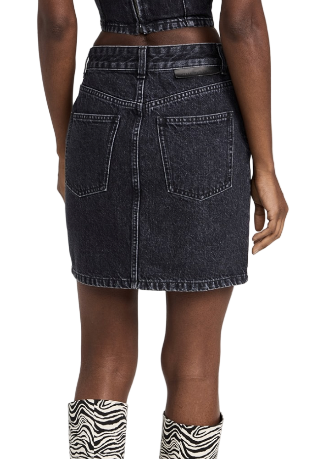 Stella McCartney Washed Black A Line Denim Mini Skirt - 36